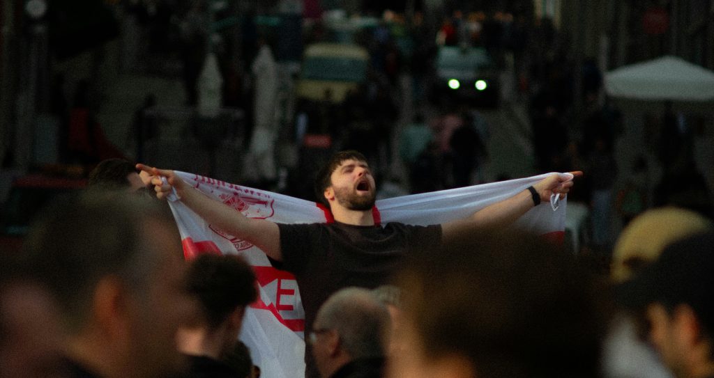 Arsenal fan cheering