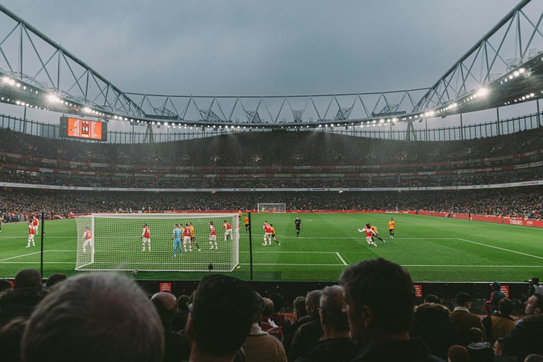 Arsenal playing at the Emirates Stadium